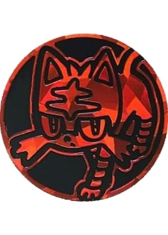 Litten Pokemon mønt (Rød - Cracked Ice Holo) - Almindelig