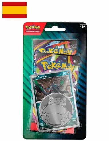 Pack de 2 sobres Pokemon con carta promocional de Zarude y moneda Snorlax