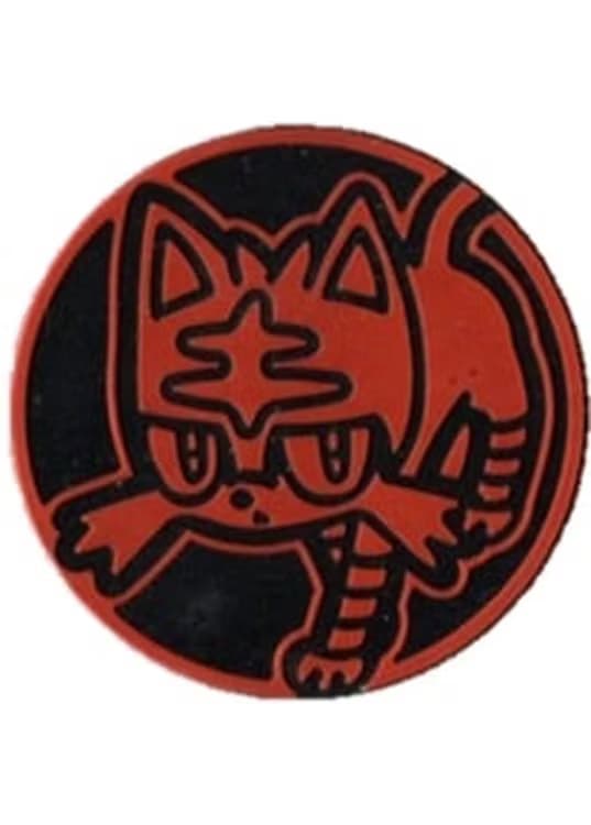 Litten Pokemon mønt (Rød - Rainbow Holo) - Almindelig