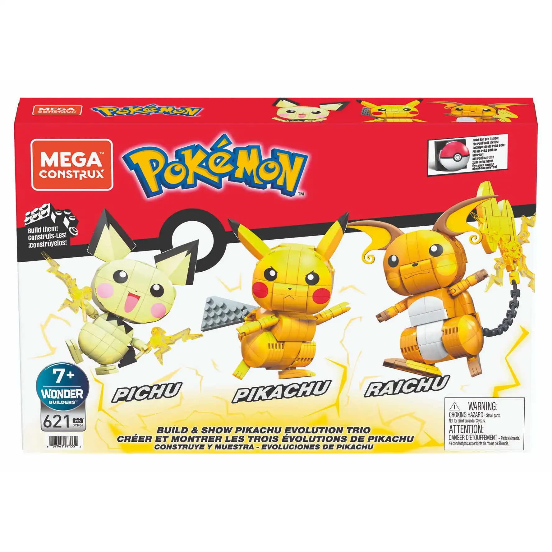PRO SIN LÍMITES - Mega Construx Pichu, Pikachu y Raichu- Inglés