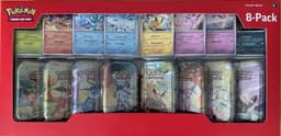 Prismatic Evolutions Mini Tins 8-Pack Collection Box Inglés
