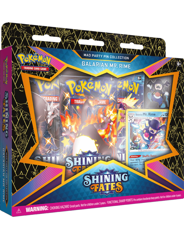 Pokémon TCG: Shining Fates Mad Party Pin Collection - Galarian Mr. Rim + Carta Aleatoria (Inglés) | Dungeon Marvels