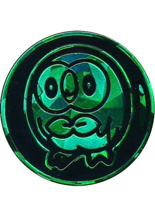 Rowlet Pokemon mønt (Grøn - Cracked Ice Holo) - Almindelig