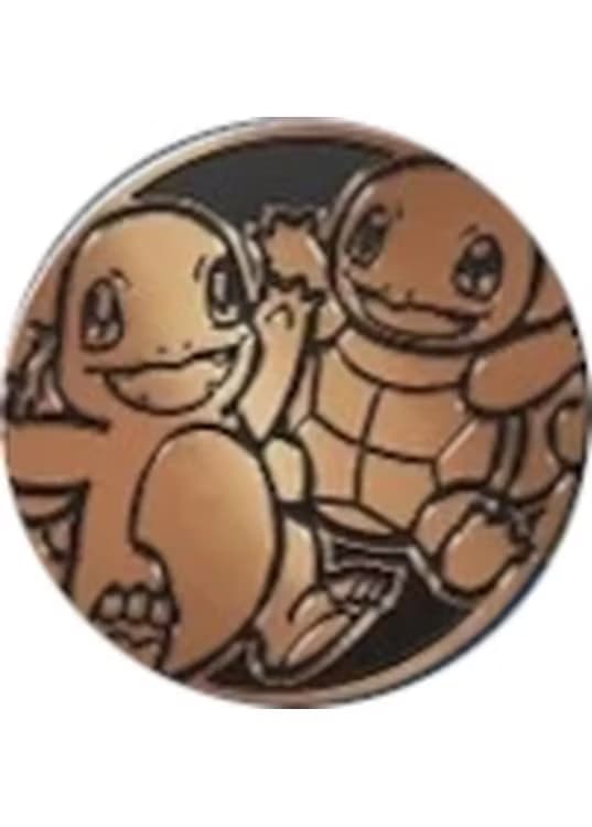 Charmander & Squirtle Pokemon mønt (Bronze - Mirror Holo) - Stor