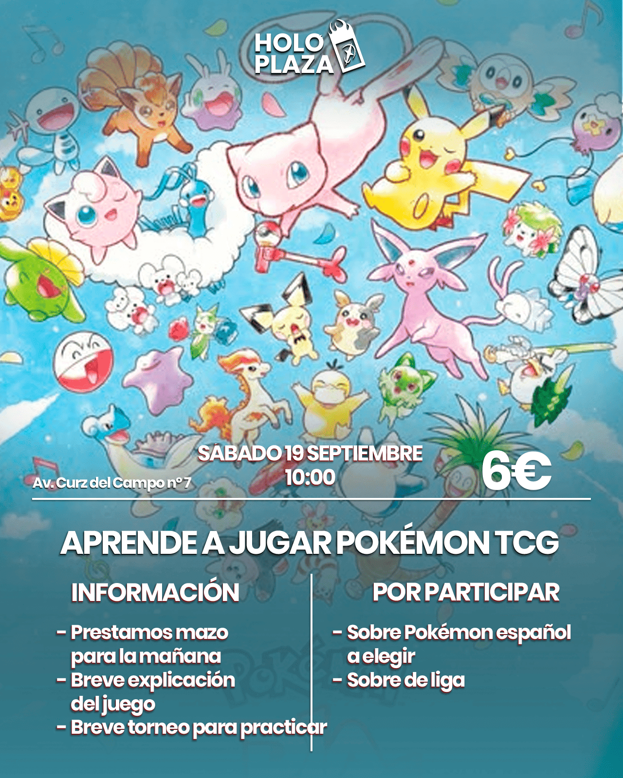 Aprende a jugar Pokémon 19 Septiembre 10:00