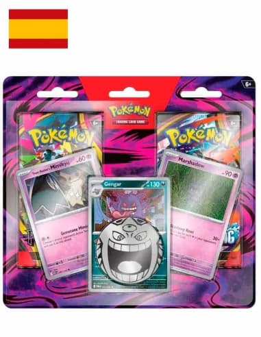 Pack de 2 sobres Pokemon con 3 cartas promo y moneda