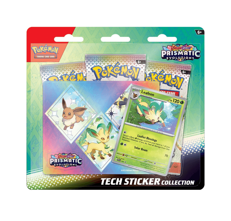 Blíster de 3 sobres Evoluciones Prismáticas · Leafeon Tech Sticker Collection