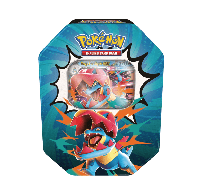 Tins: Mega Feraligatr ex Tin · Héroes Ascendentes