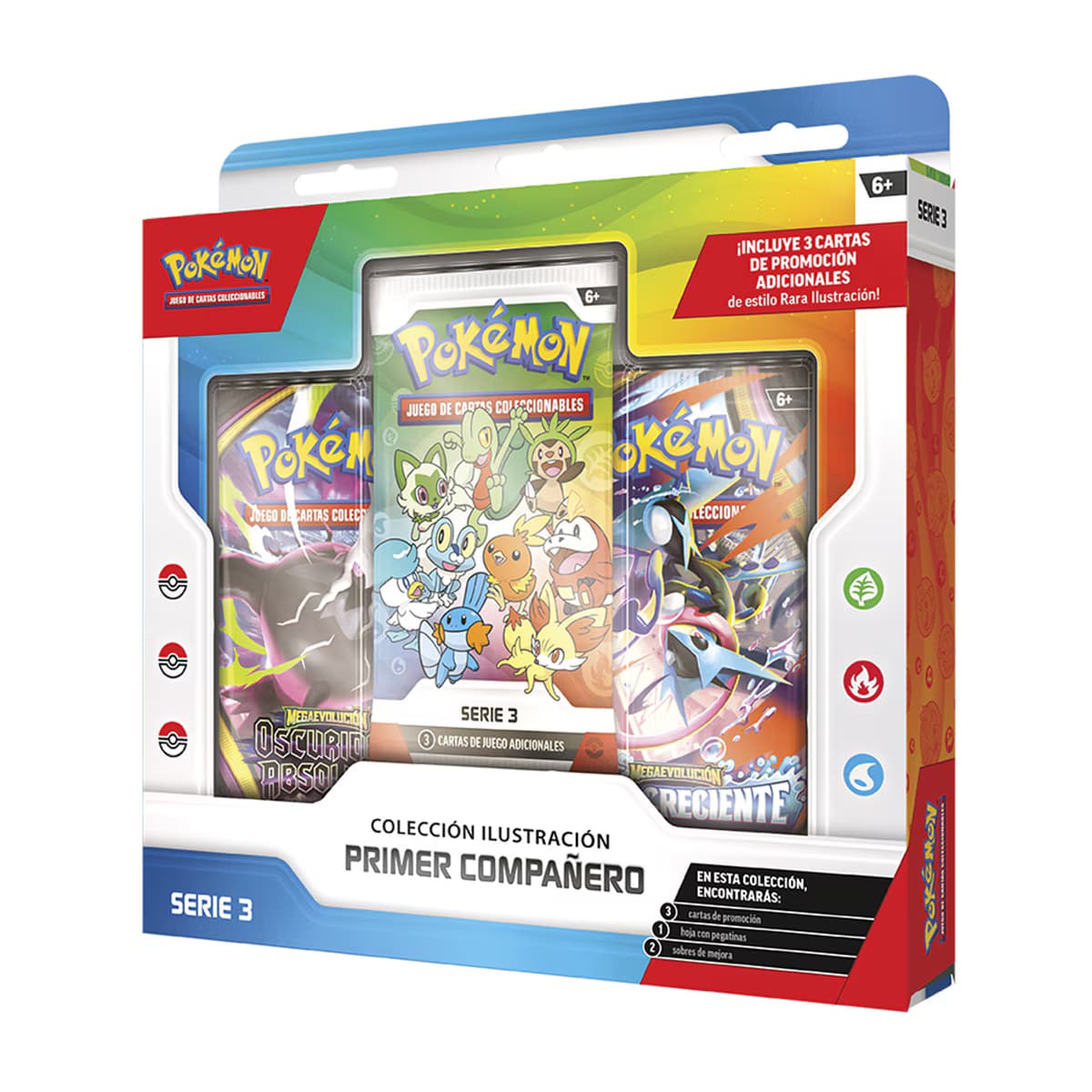 Pack de 3 Sobres Colección Ilustración Primer Compañero Pokémon Jcc Bandai