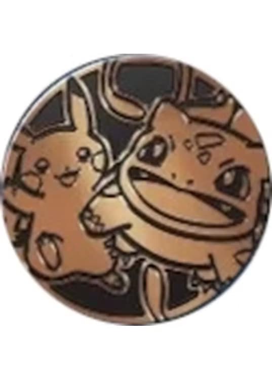 Bulbasaur & Pikachu Pokemon mønt (Bronze - Mirror Holo) - Stor