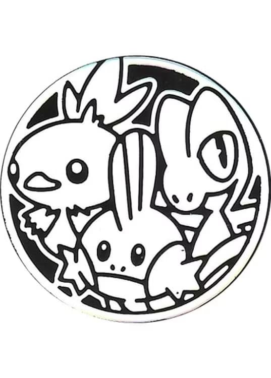 Treecko, Torchic, & Mudkip Pokemon mønt (Sølv - Rainbow Holo) - Almindelig