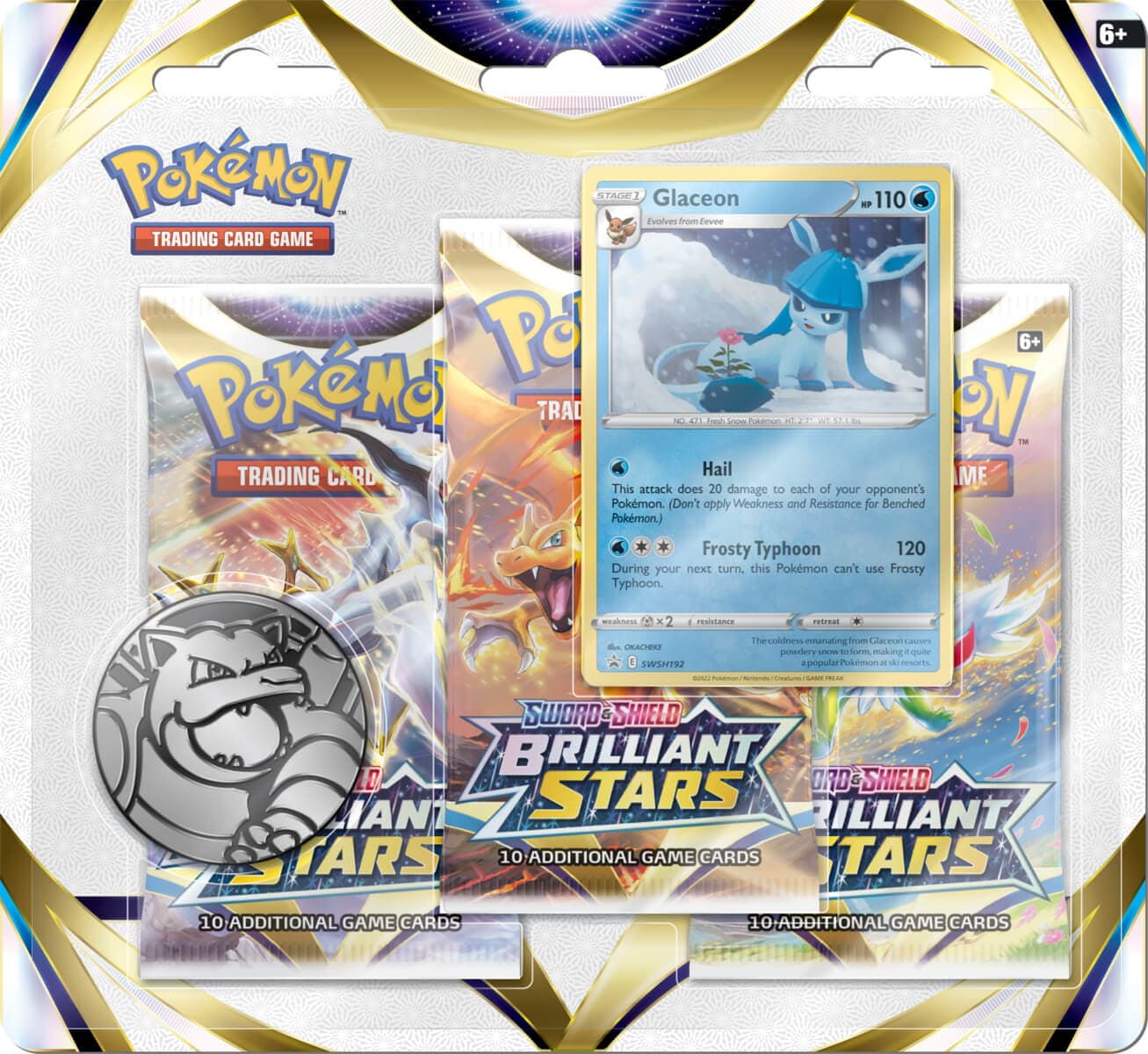 Pokemon Brilliant Stars 3-Pack Blister Glaceon — Inglés