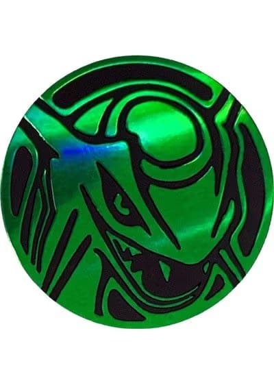Rayquaza Pokemon mønt (Grøn - Sheen Holo) - Almindelig